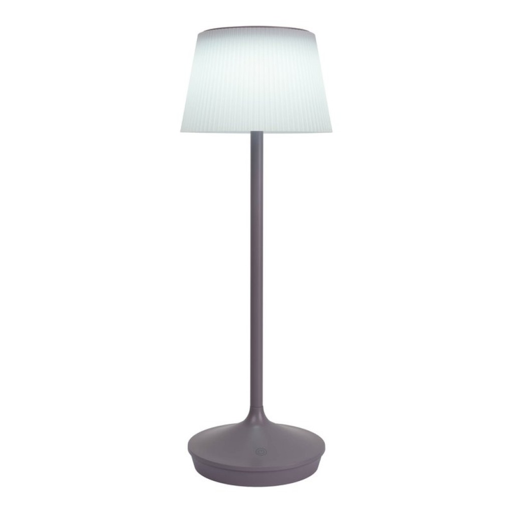 Solar battery lamp "Emmi" 38 cm high, umbrella Ø 13 cm, metal in blackberry and white plastic, for the outdoor area, dimmable CCT.