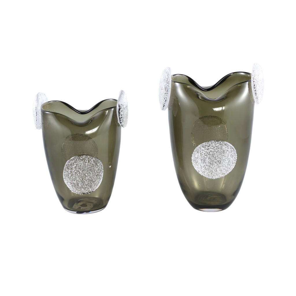 Giah Green Solid Glass Vase With Deco Rounds L