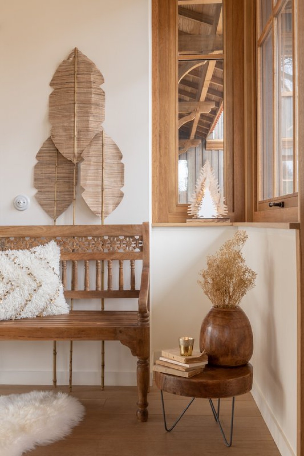 J-Line side table Paulownia - wood/metal - brown - set of 2