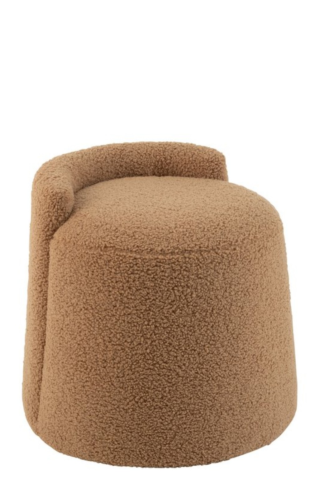 J-Line Poef Teddy Round+Rugleuing Bouclé Camel