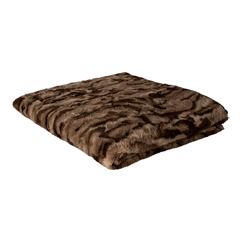 Clarisse Brown Artificial Fur Plaid Rectangle L