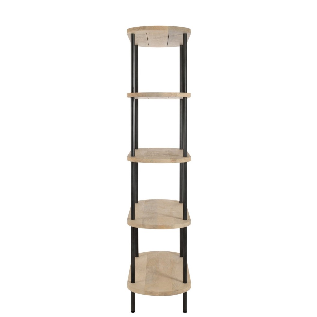 J-Line Rek Eli 5Planken Mango Hout/Staal Naturel/Grijs