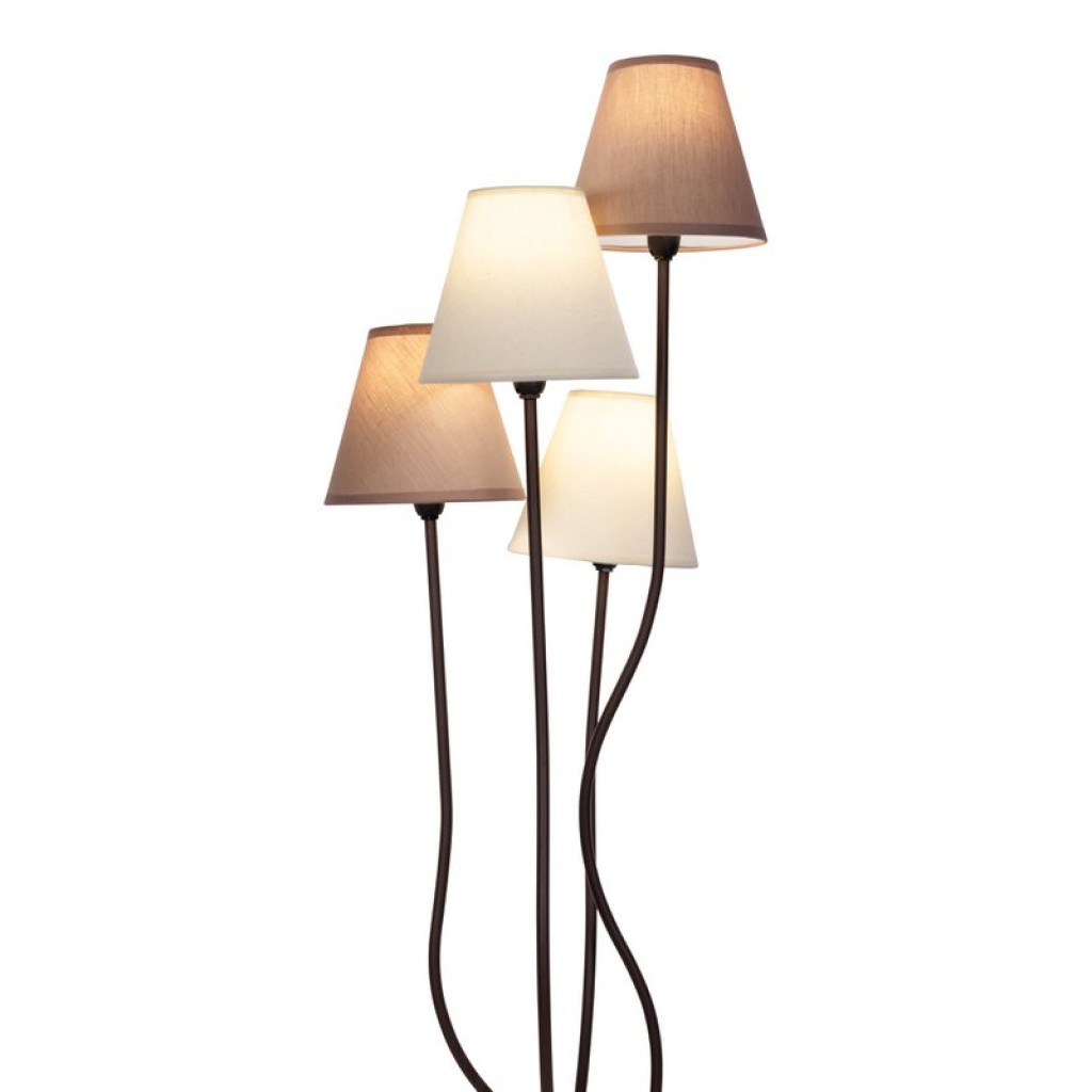 Textile standing lamp 4-flame "boho", floor lamp in beige/brown, with E14 socket, for dining room, living room, hallway or office, 138 cm high