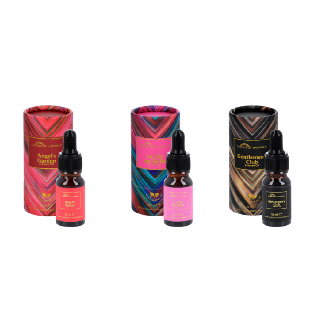 Gift box Black Ceramic aroma diffuser + La Vie est belle + Angels Garden + Gentlemans Club