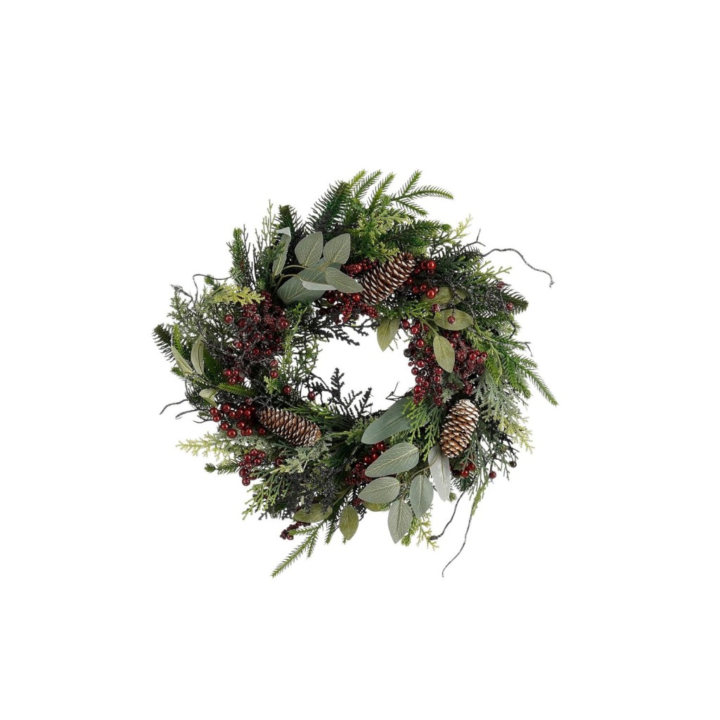 Bodi Kerstkrans met Dennenappels - H11 x Ø40 cm - Bordeaux