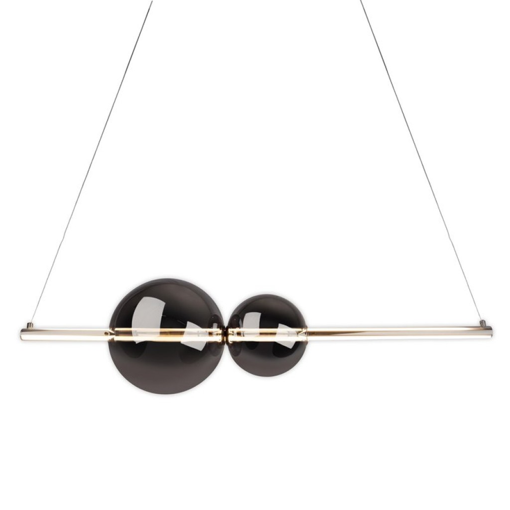 LED Pendelleuchte chrom "NOVA" aus chromfarbenem Metall, Kunststoff und Rauchglas, mit fest verbauten LEDs, ca. 105 cm lang