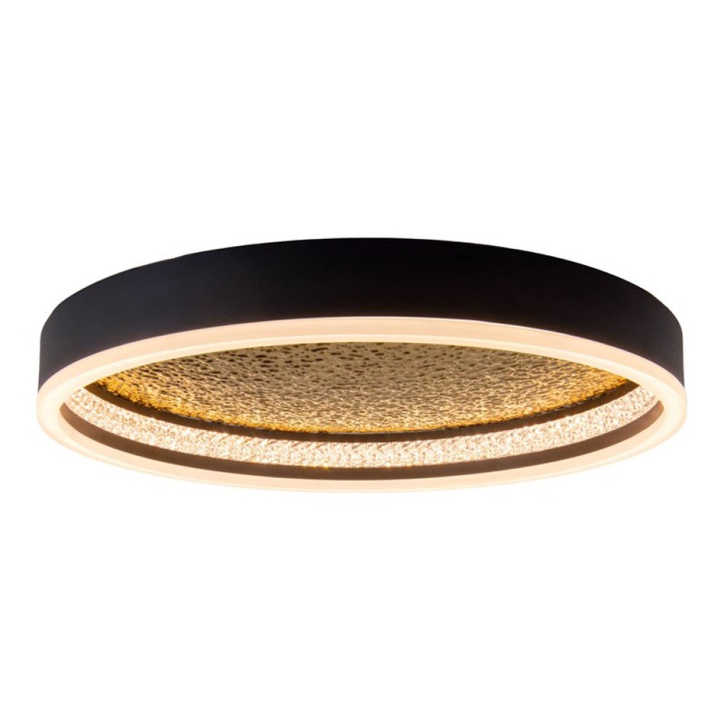 LED Deckenleuchte ARANY, Deckenleuchte aus Metall und Kunststoff in Schwarz,, mit fest verbauten LEDs, dimmbar, 40 cm Durchmesser