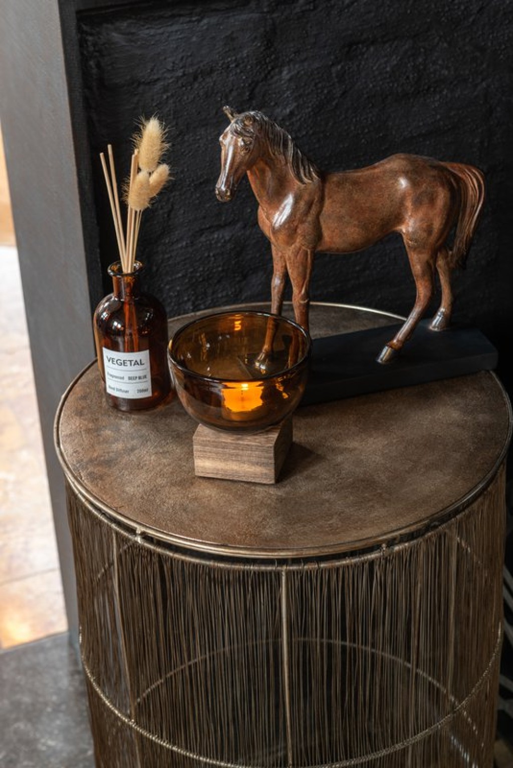 J-Line side table Baskets High Antique - metal - brown