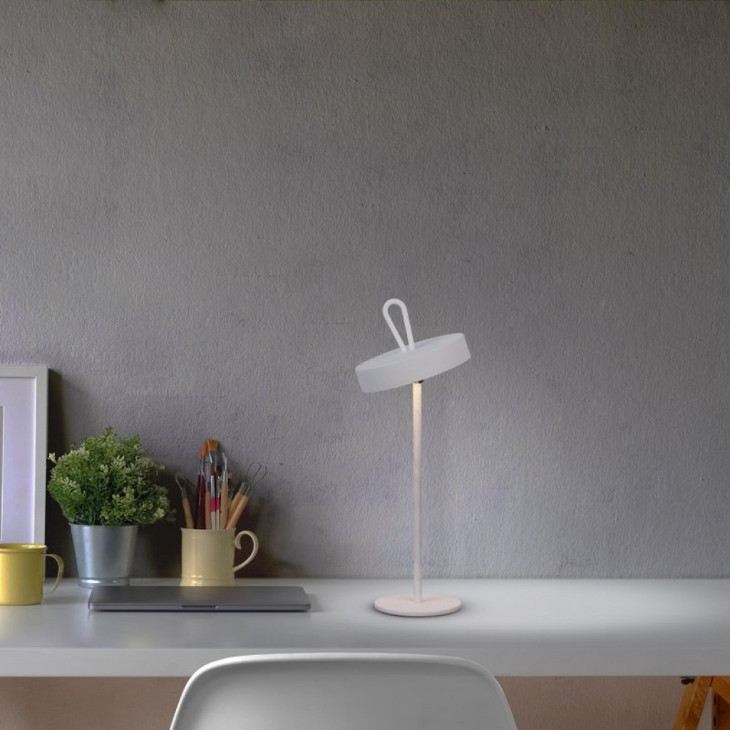 LED battery table lamp magnetically "Ella" for outside and inside, made of metal and plastic in white, 35 cm high