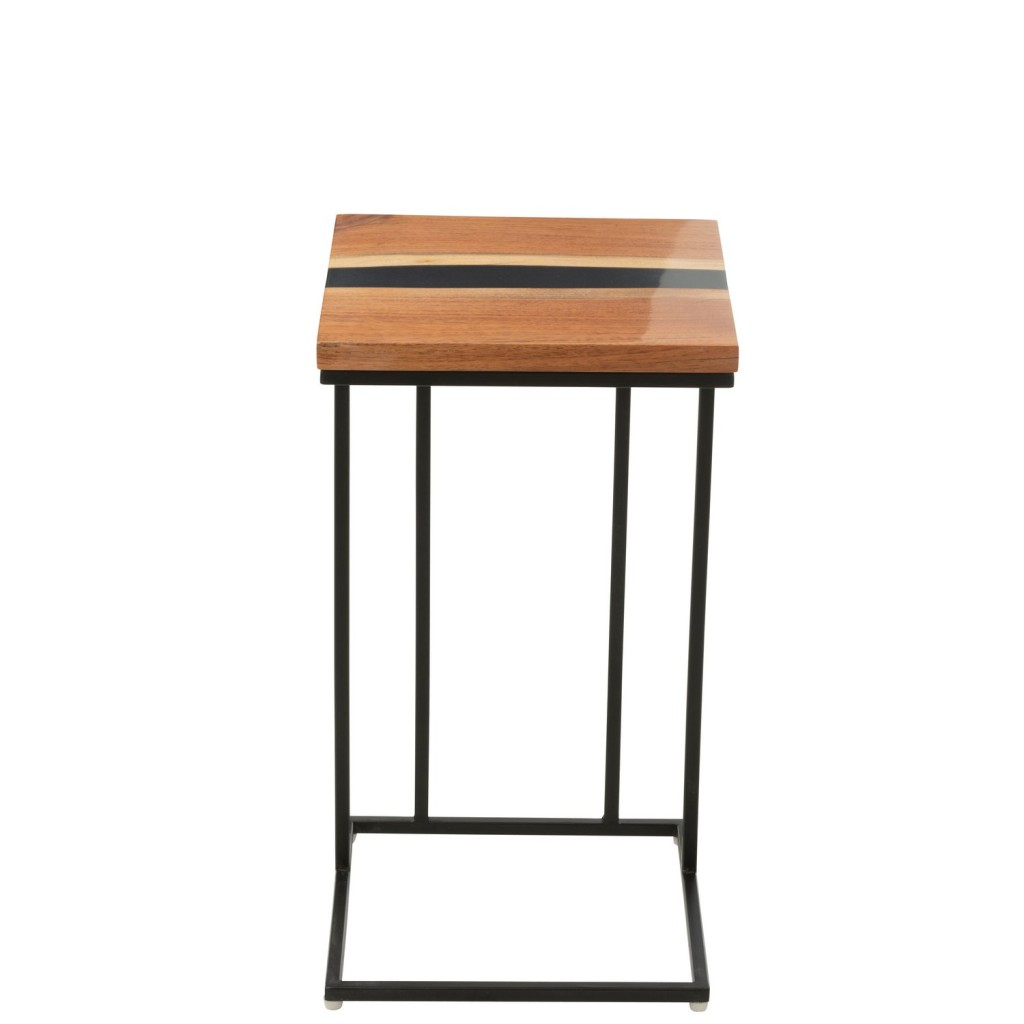 J-Line bijzettafel Vierkant - hout/epoxyhars - naturel/zwart