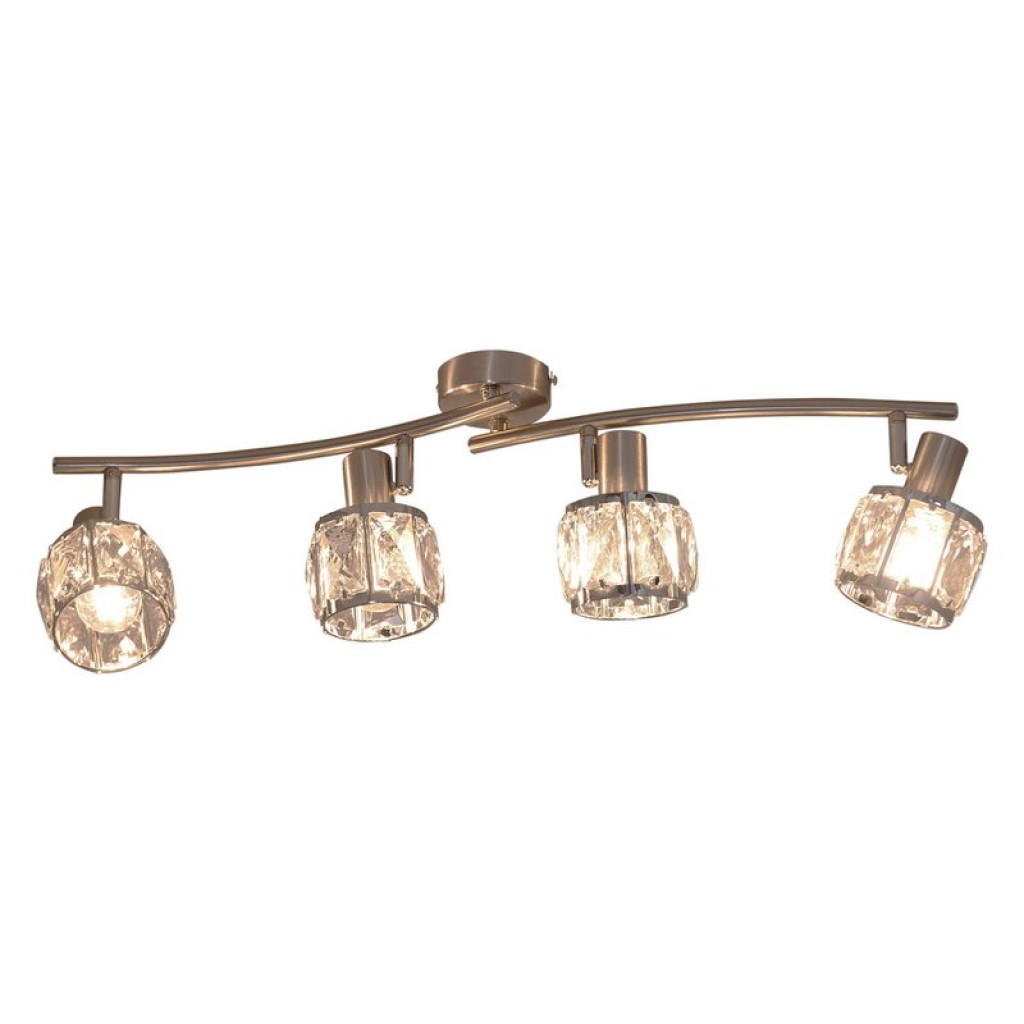 4-LED spot "Josefa" with E14 version Filament, metal ceiling lamp and glass in stainless steel look, with E14 version Filament Lamps Included, lamp for living room, dining room, hallway or hallway 70 x 8 cm