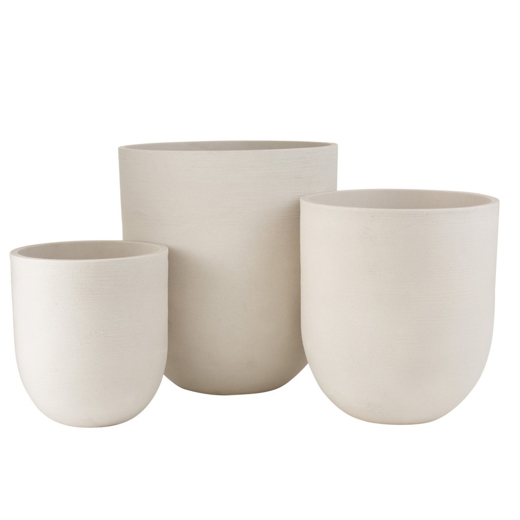 J-Line bloempot Rond Hoog - keramiek - wit - 3 stuks - Ø 58.5 cm