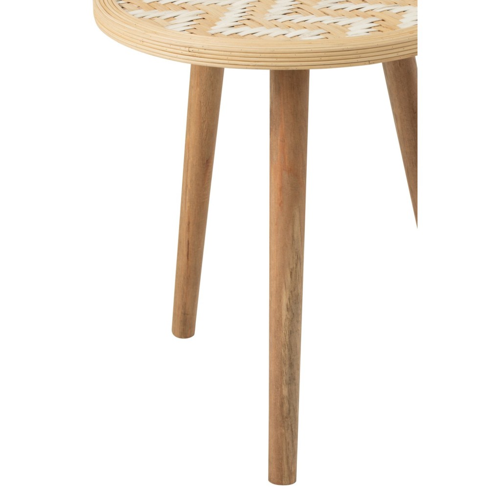 J-Line bijzettafel Patronen - bamboe/hout - naturel/wit