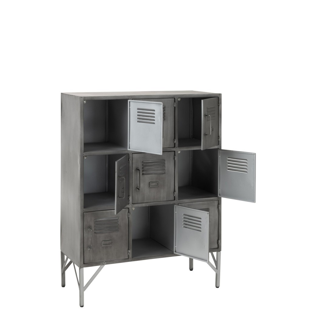 J-Line kast - 9 deuren - metaal - zilver