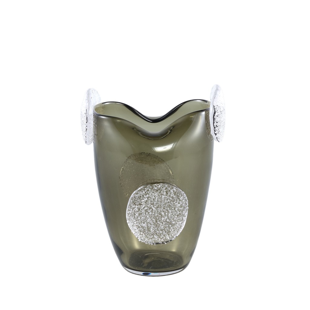 Giah Green Solid Glass Vase With Deco Rounds S