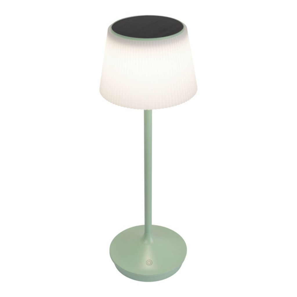 Solar battery lamp "Emmi" 38 cm high, umbrella Ø 13 cm, metal in MINT and white plastic, for the outdoor area, dimmable CCT.