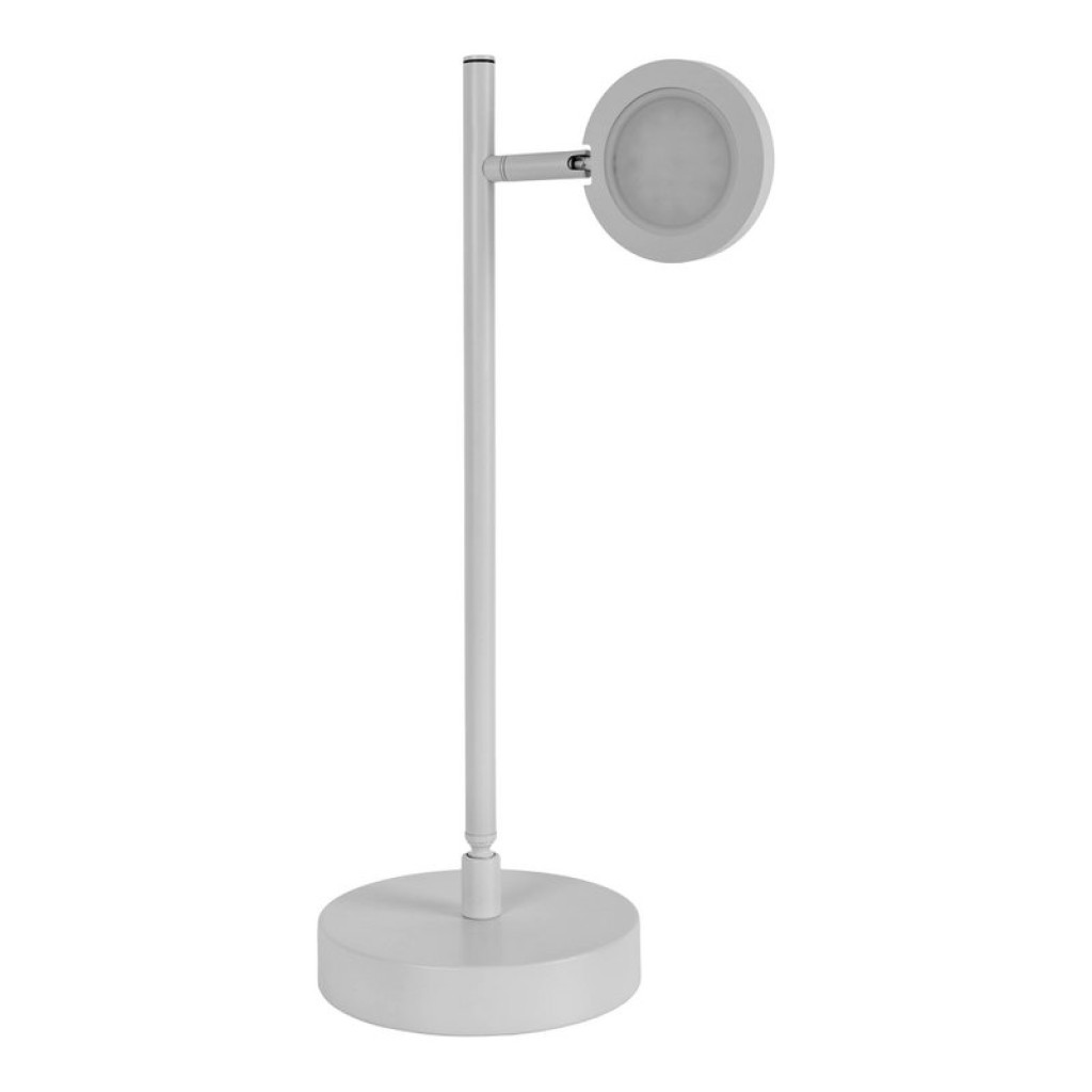 LED cordless table light "Lupa", 45 cm high, made of lacquered aluminum (white) and white plastic, LED integrated, dimmable, touch sensor.