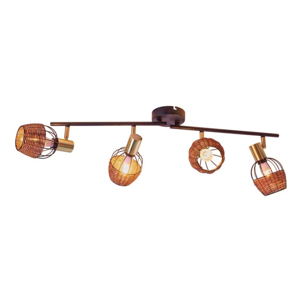 4 ceiling lamp "Corbis", metal spot in black, and gold, with E14 socket, for dining room, living room, hallway or office, ceiling lamp inside, 78 cm long
