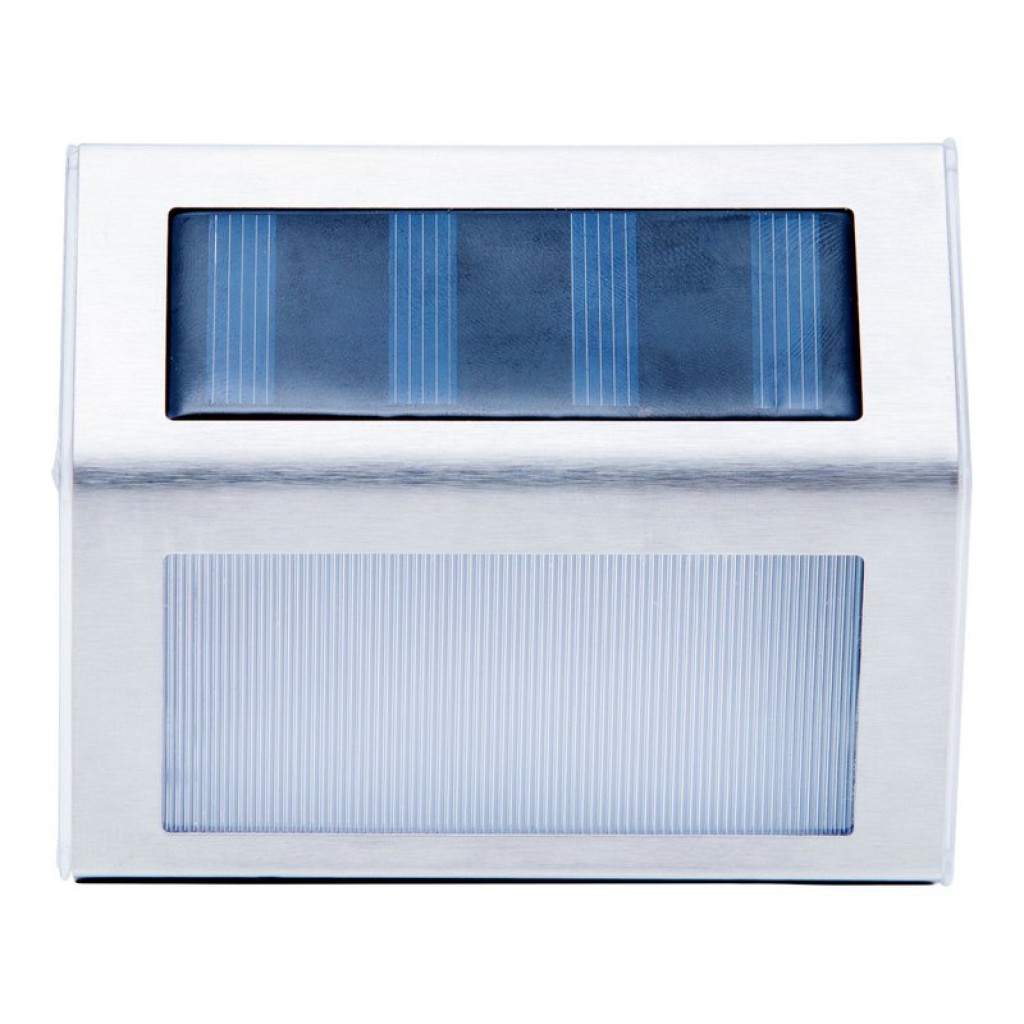4 Set LED solar outer light, for outside, wall lamp-metal and plastic in steel-blank, with integrated LED