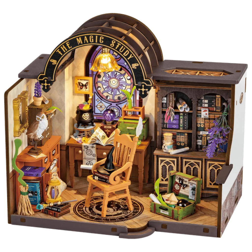 DIY Huisje the Magic Study with LED lighting, Robotime, DG166, 21x13x19cm