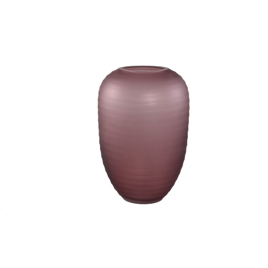 Nadah Pink Round Ribbed Glass Vase High S