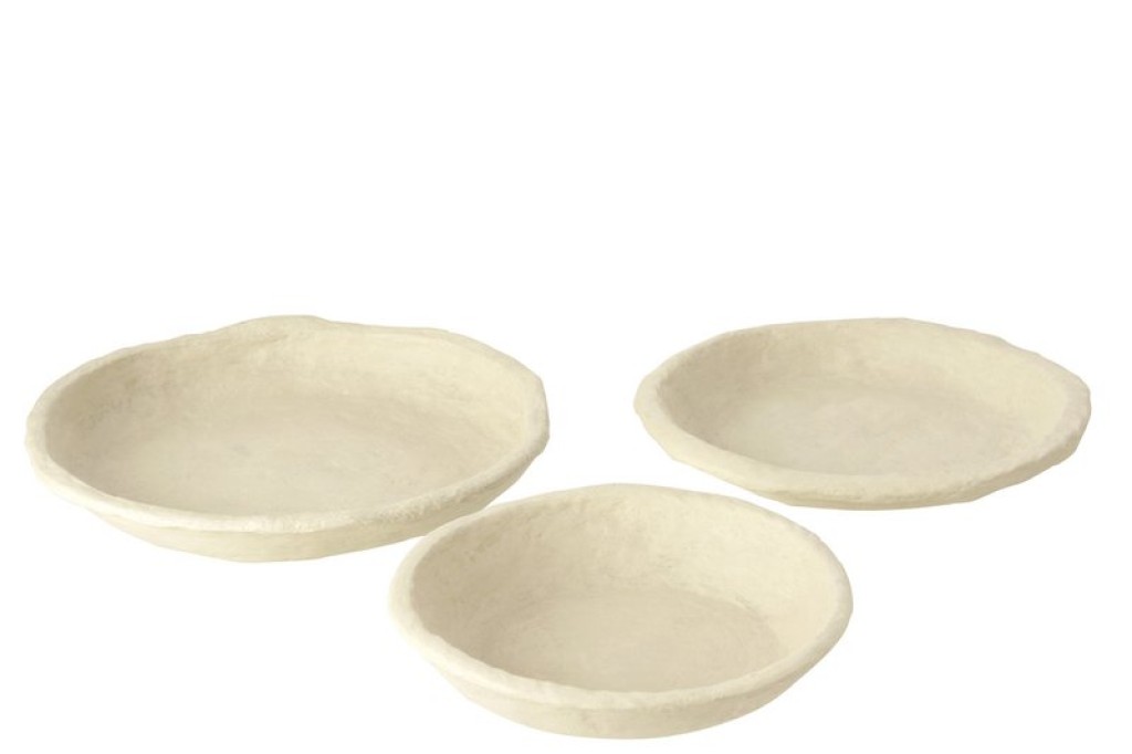J-Line Set Of 3 Trays Chad Paper Mache White