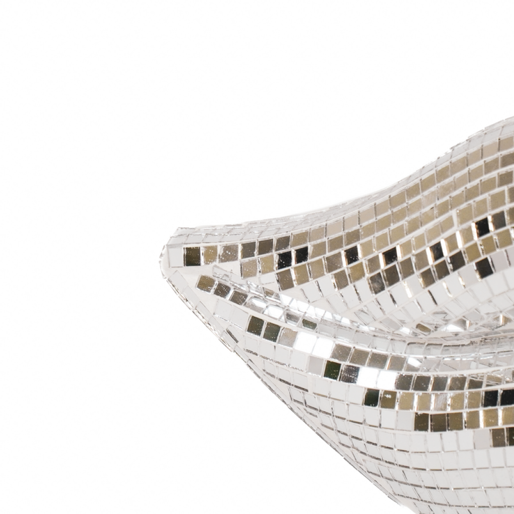 Ornament - Disco- Lips - Glass - Silver - 29x10x13,5cm