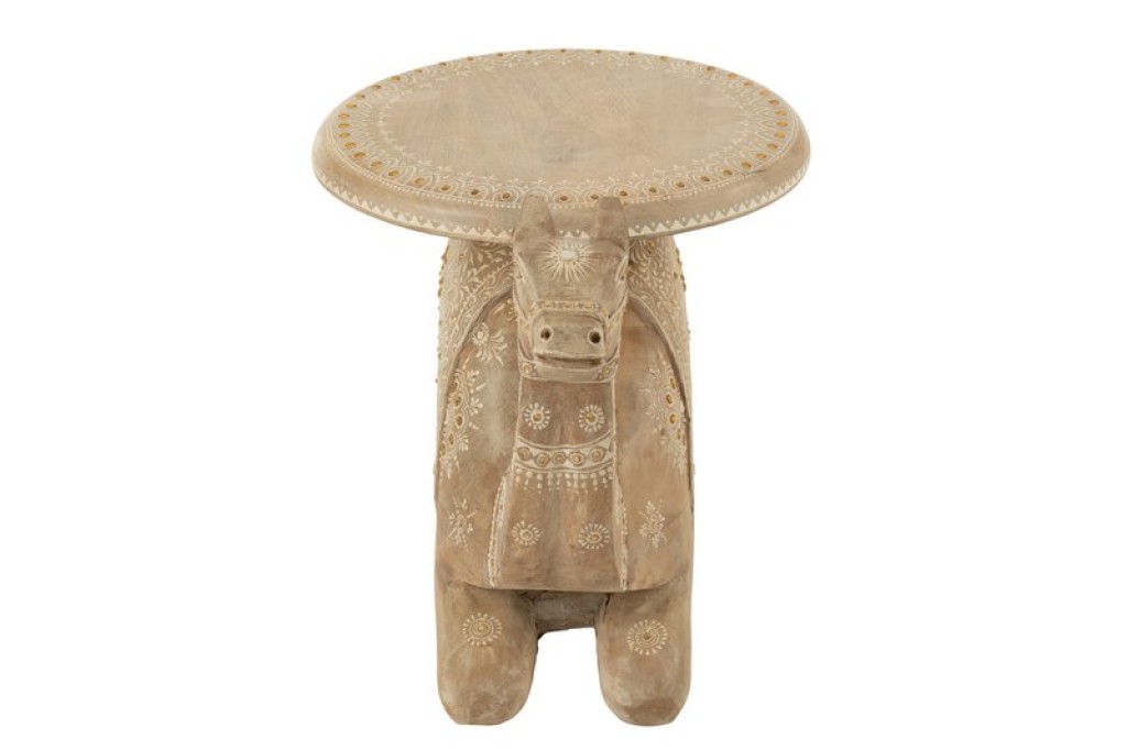 J-Line Side table Camel Mango Wood Naturel/White