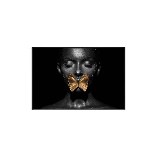 Glass Art Wall Picture Woman Butterfly