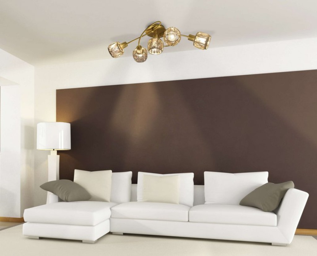 5-LED ceiling lamp "Josefa", metal ceiling lamp in gold, with E14 socket, for dining room, living room, hall or office, lamp for living room, dining room, hall or hall, 61 x 36 x 21 cm