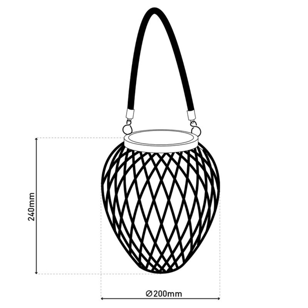 2 Set basket / solar record "cesto", made of natural colored artstrattan, with twilight sensor, warm white, 24 cm high, for the outdoor area