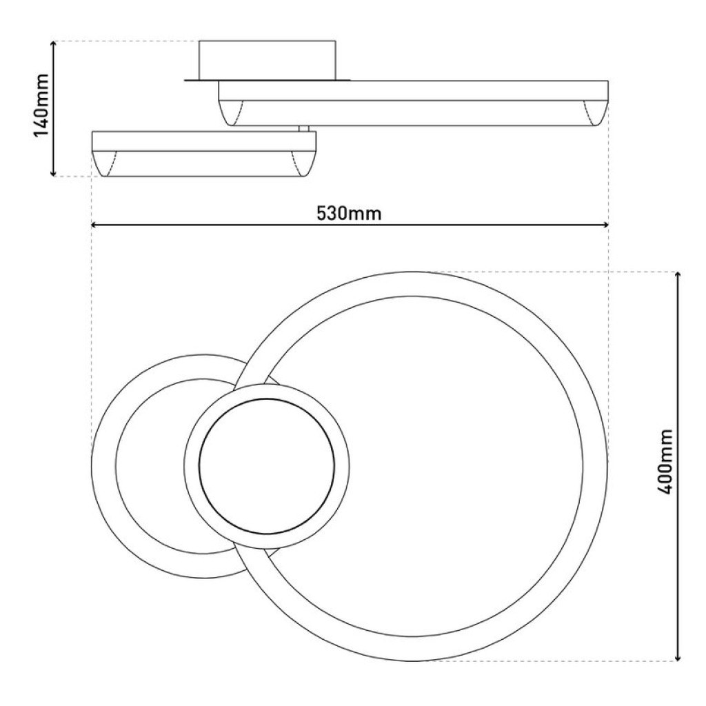 LED CCT ceiling light "Circulo" made of black metal and sand-colored plastic 53 cm long