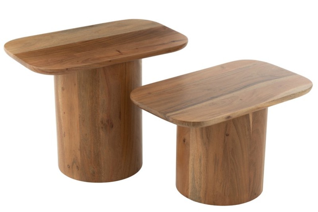 J -Line Side Table Acacia - Wood - Natural - Set of 6