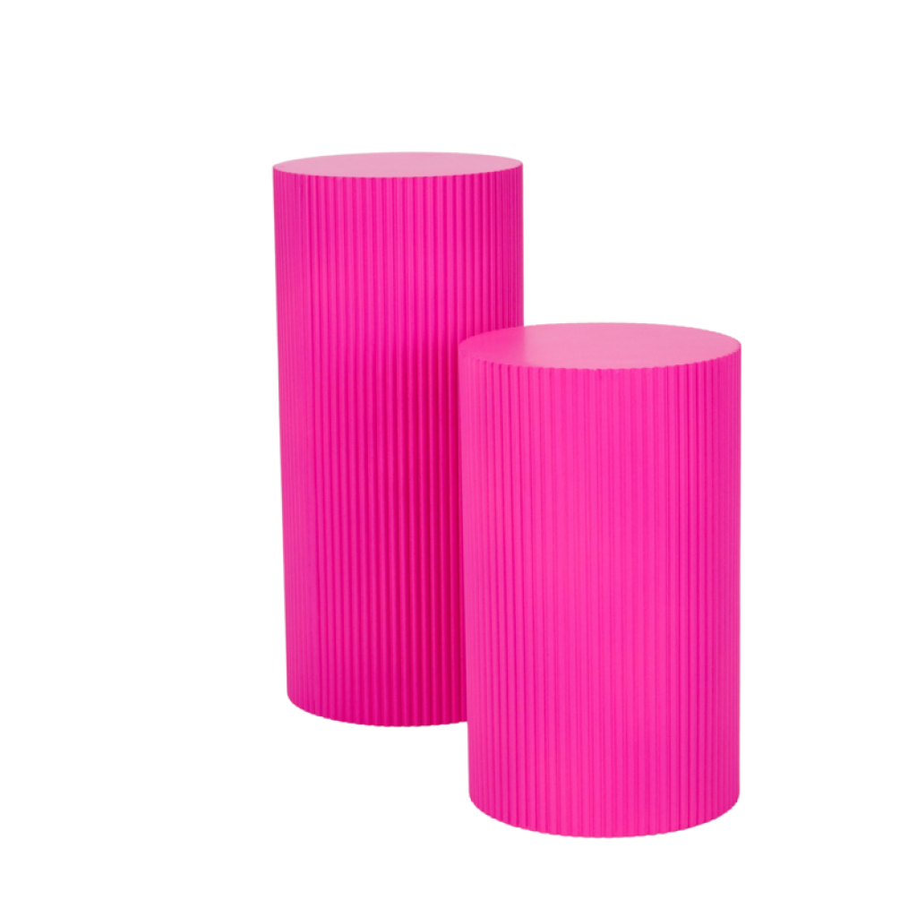 Side Table / Pillar- Cylinder - MDF - Neon Pink - 30x65cm