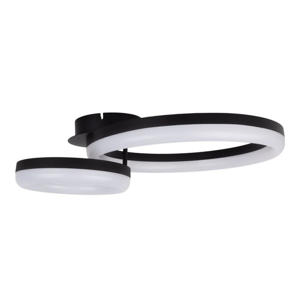 LED CCT ceiling light "Circulo" made of black metal and sand-colored plastic 53 cm long