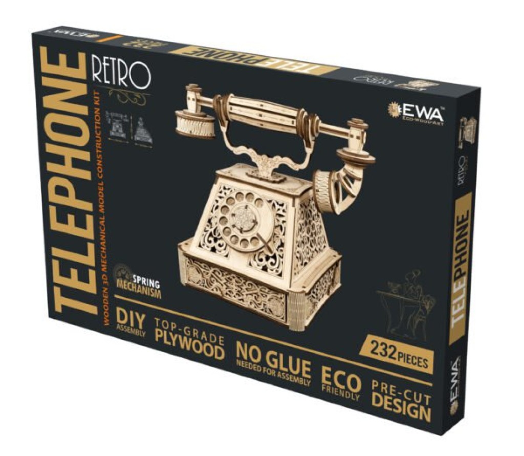 3D wooden puzzle, Retro Telephone, Eco Wood Art, 3861, 21.2x22x27.8 cm