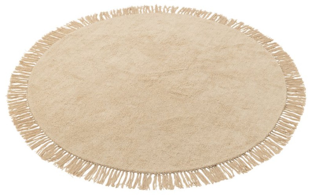 J-Line carpet Round + Fringes - cotton - beige