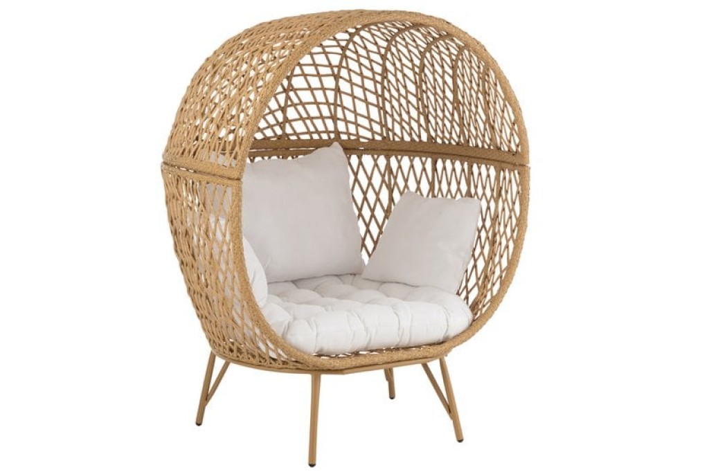 J-Line Lounge Chair+Cushions Eva Metal/Reed Beige