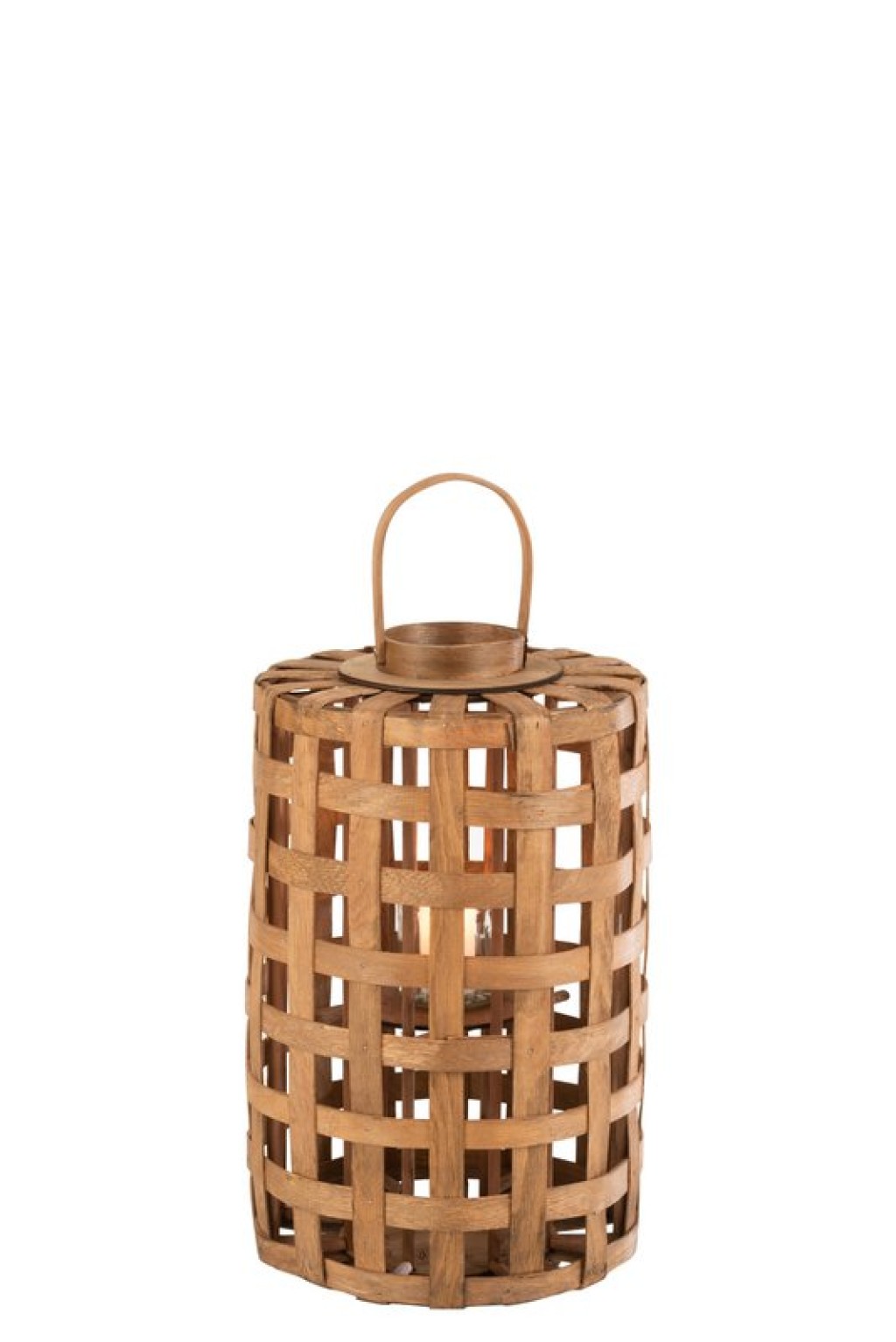 J-Line lantern Cylinder Poplar - wood - brown