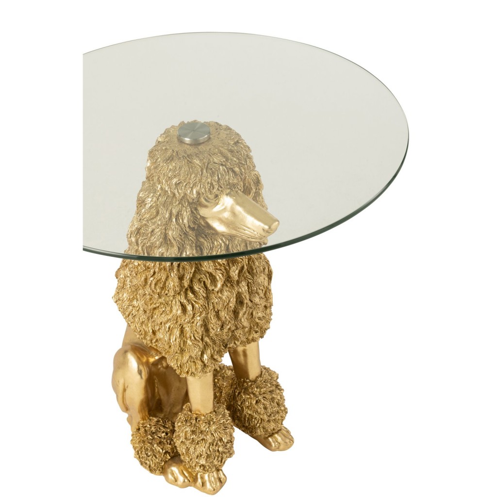 J-Line Bijzettafel Poedel Rond Polyresin Goudkleurig