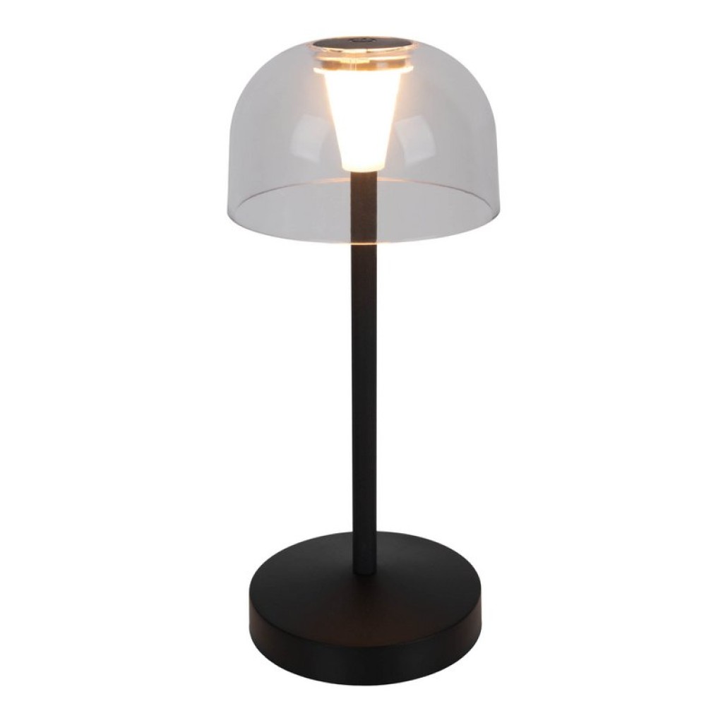 2 Set LED battery table light "Gomba" for outside and inside, made of metal and plastic in black, 18.5 cm high