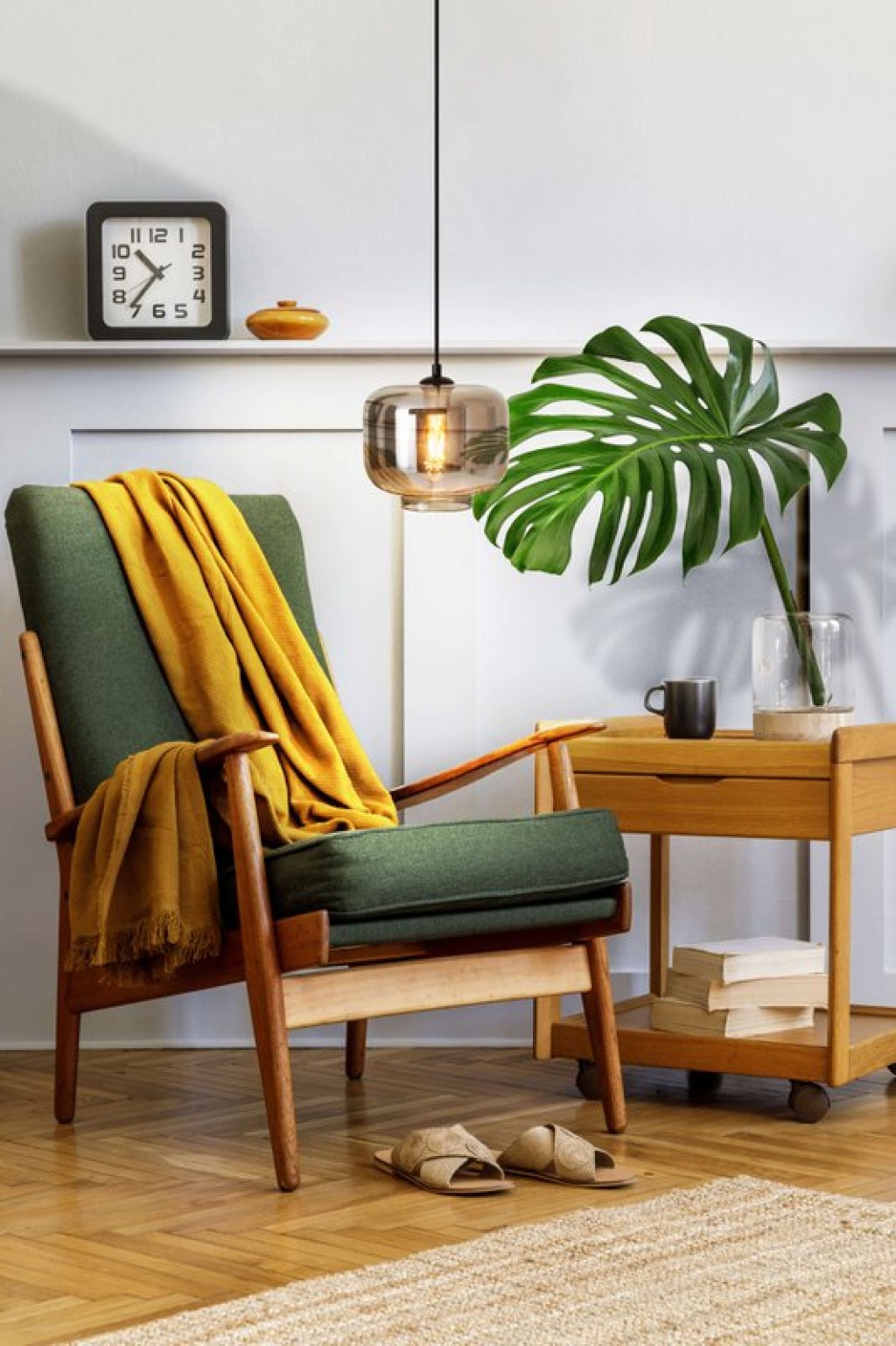 Pendant lamp "Vaso", retro, hanging lamp, metal and smoke glass in anthracite, E27 socket, for dining room, living room, hallway or office, with an Øvon 25 cm