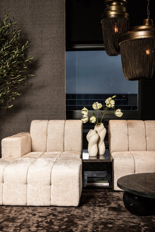 Laco Brown Sidetable Marble Top Taupe Metal Frame