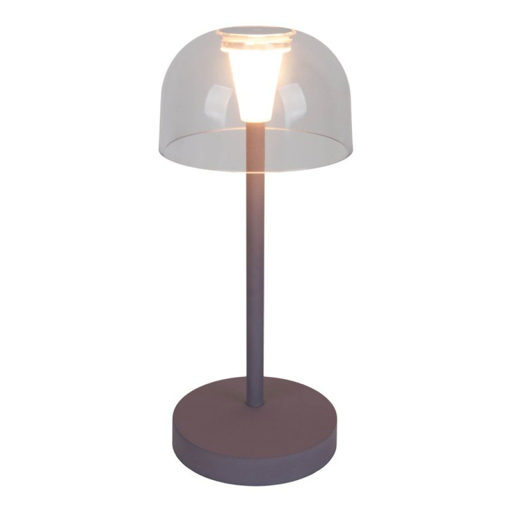 2-er Set LED battery table light "Gomba" for outside and inside, made of metal and plastic in blackberry, 18.5 cm high