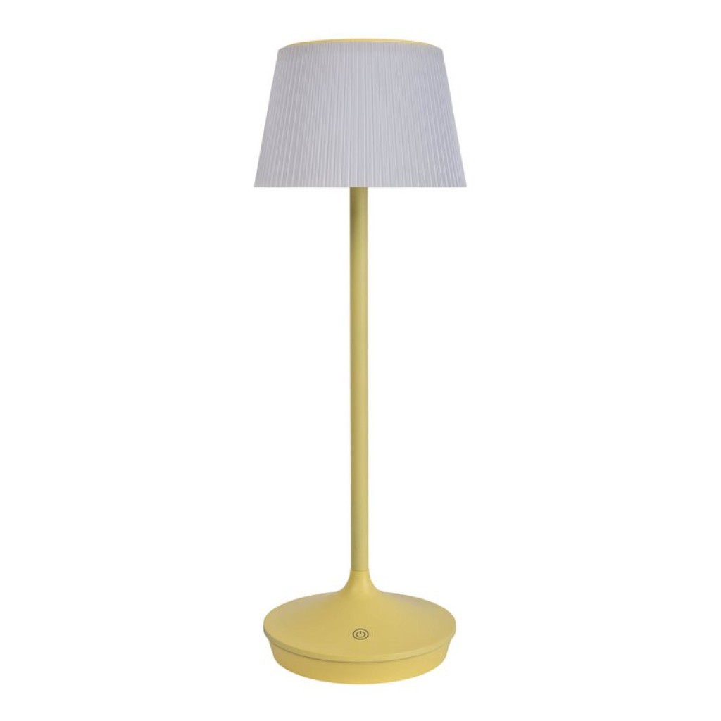 Solar battery lamp "Emmi" 38 cm high, umbrella Ø 13 cm, metal in yellow and white plastic, for the outdoor area, dimmable CCT.