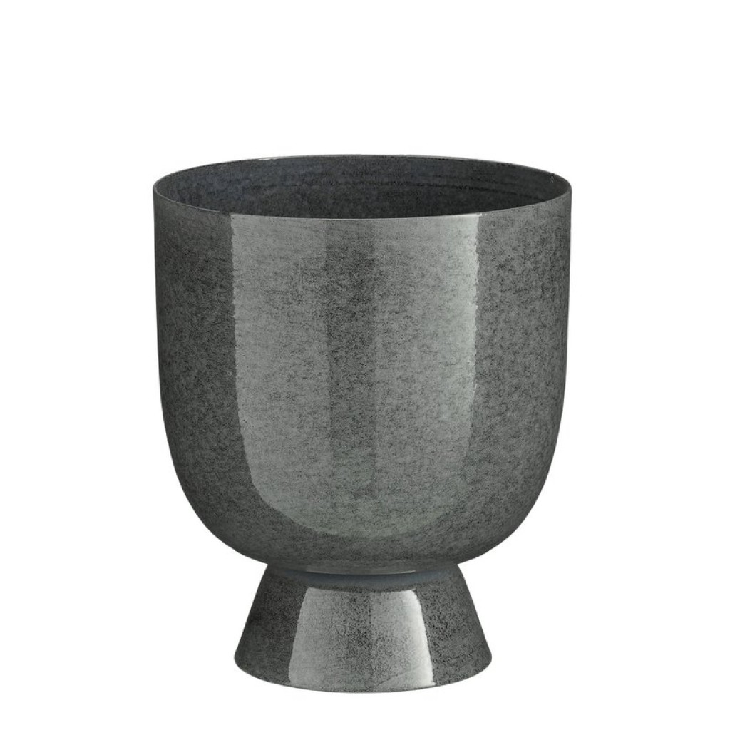 James flowerpot on standard - H22 x Ø19 cm - Metal - Gray
