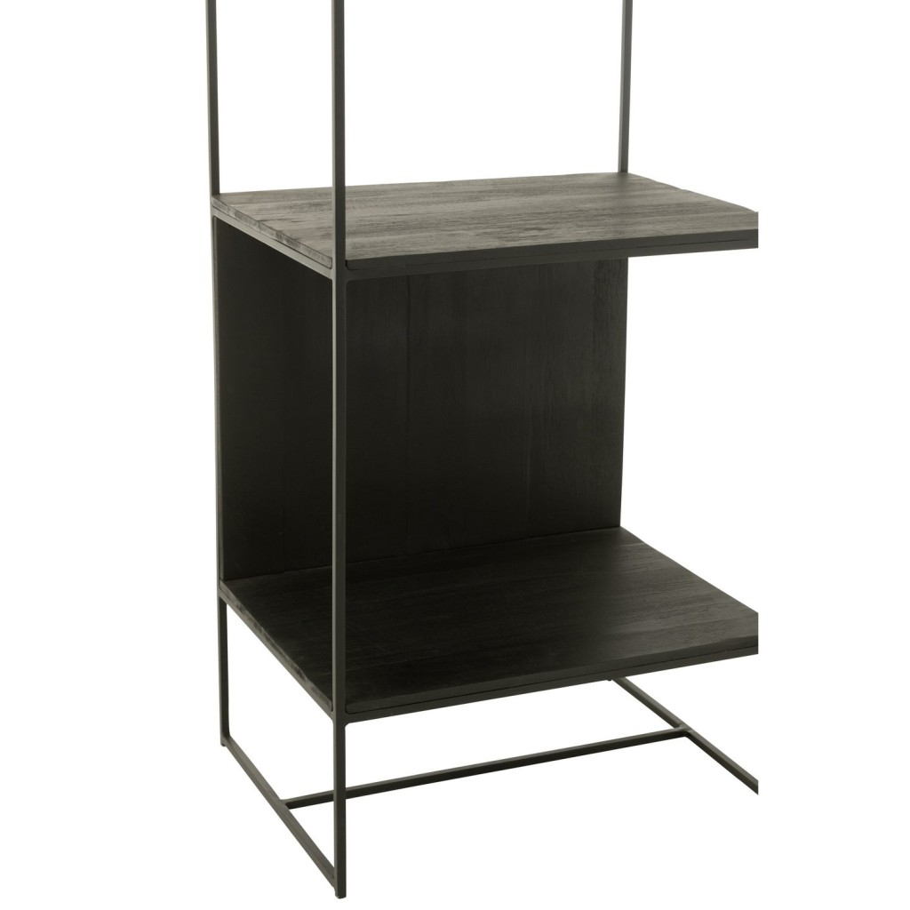 J-Line rek Slim Teak - hout/metaal - zwart