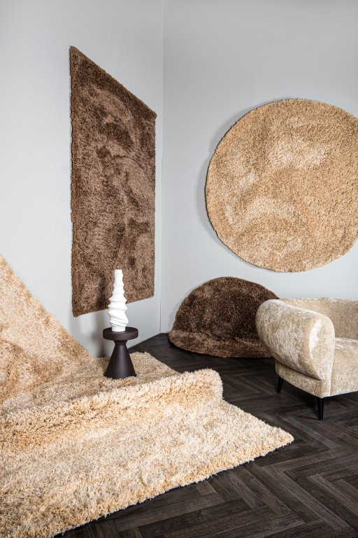 Jups Beige Fabric Handwoven Carpet Round S