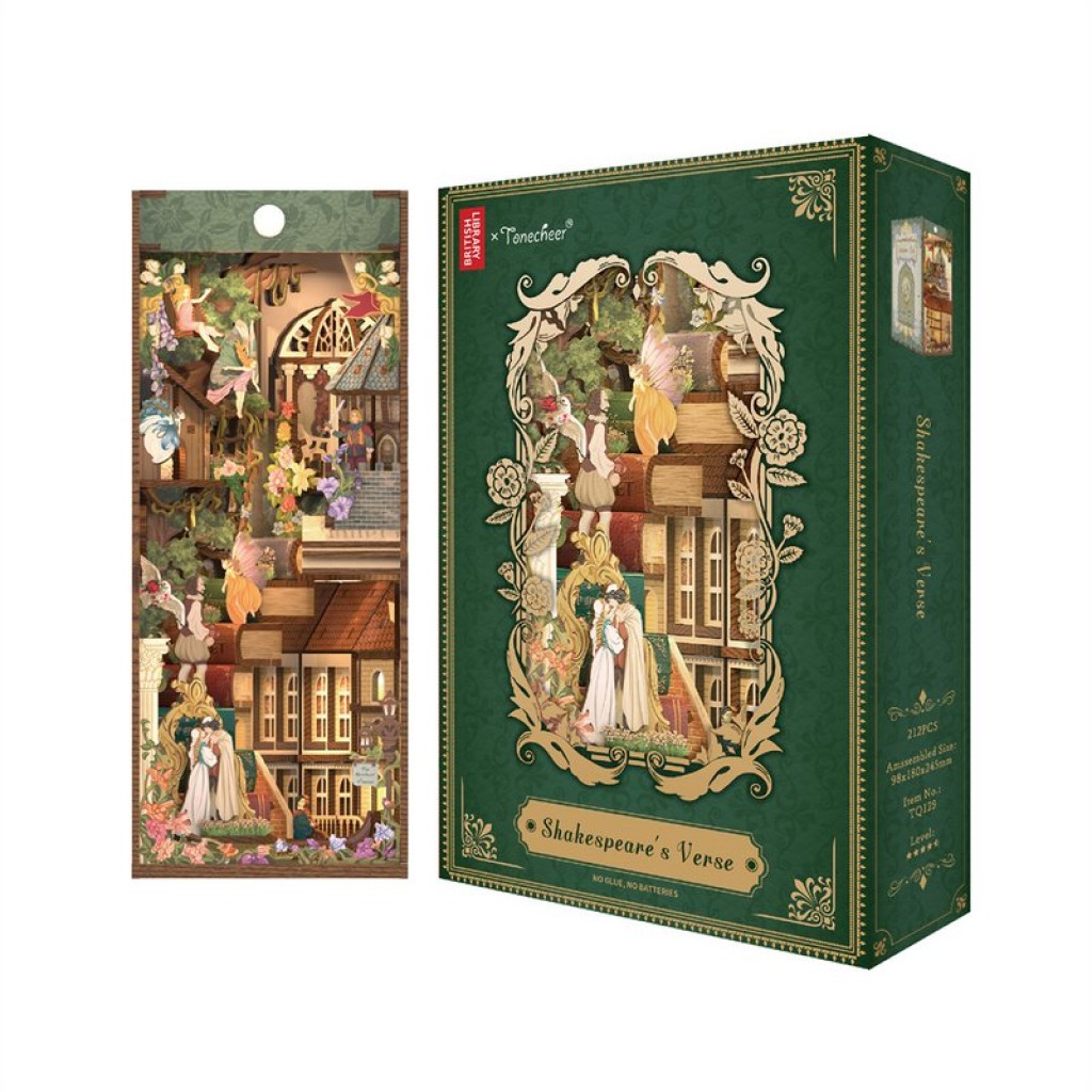 DIY Book Nook Bookend Shakespear's Fresh Including Dust cover, Tone-Cheer, TQ129, 18 x 9.8 x 24.5 cm4