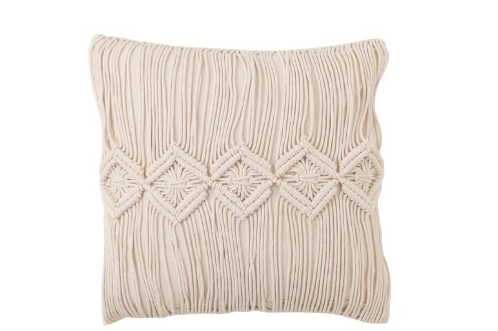 J-Line cushion Cozy - cotton - off-white - large